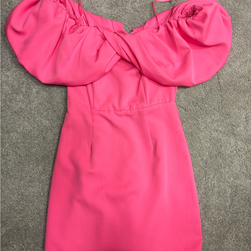 DO+BE Pink Puff Sleeve Bodycon Mini Dress